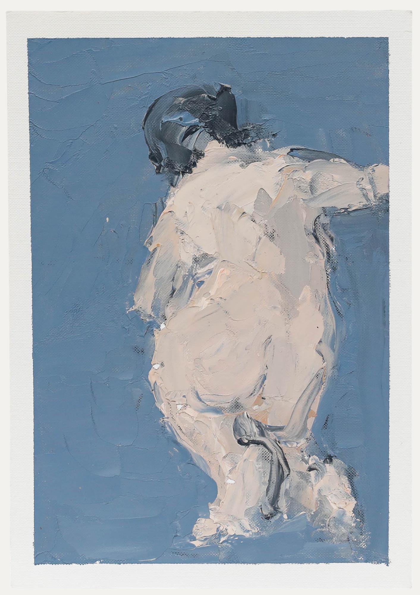 A sensitive life study in oil by the artist Bernard Myers (1925-2007), with areas of thick impasto. Signed verso. On paper. 