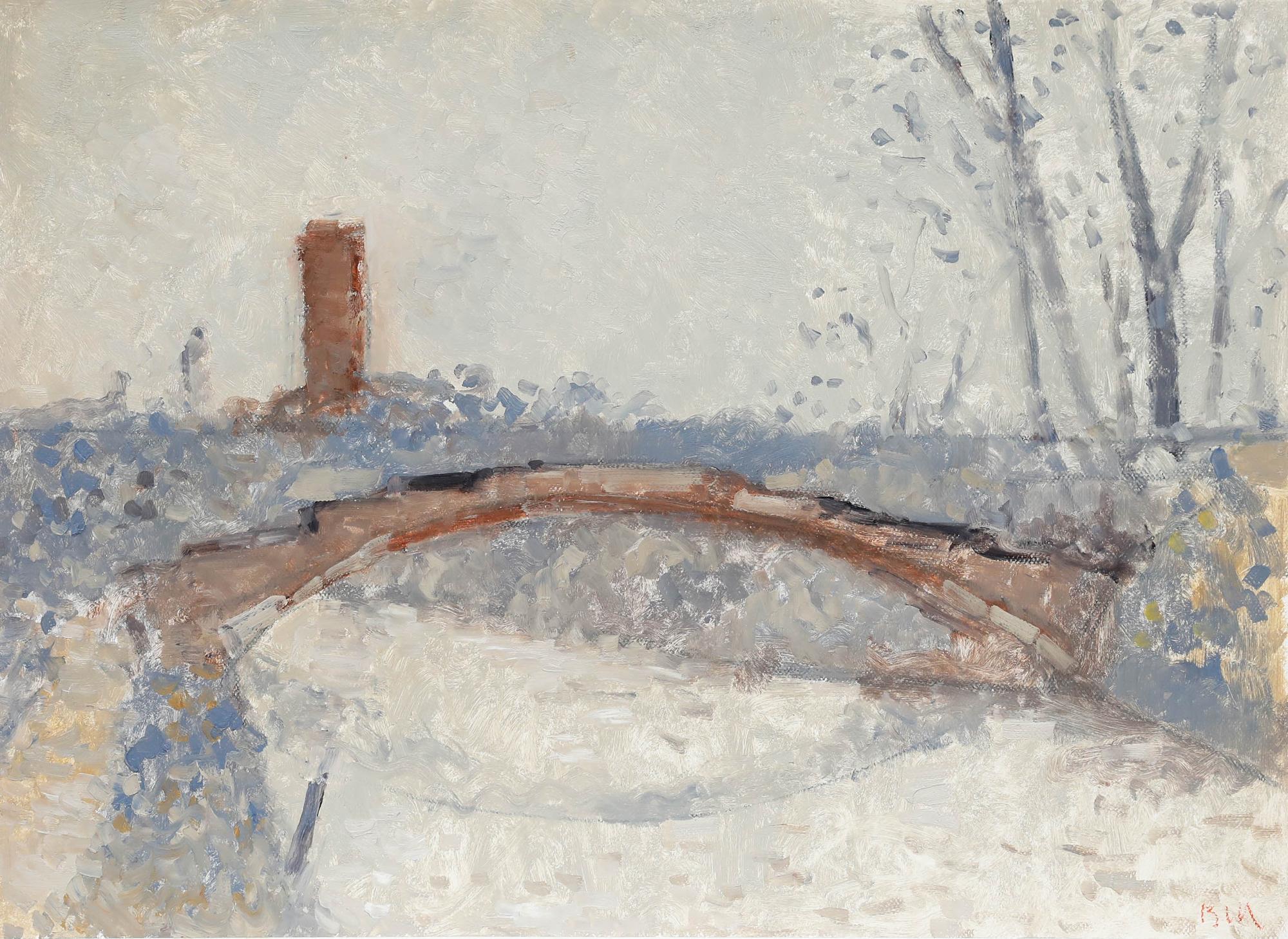 Bernard Myers (1925-2007) - Olio contemporaneo, Passerella, Torcello in vendita 1