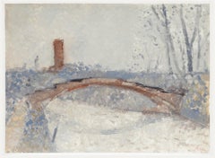 Bernard Myers (1925-2007) - Olio contemporaneo, Passerella, Torcello