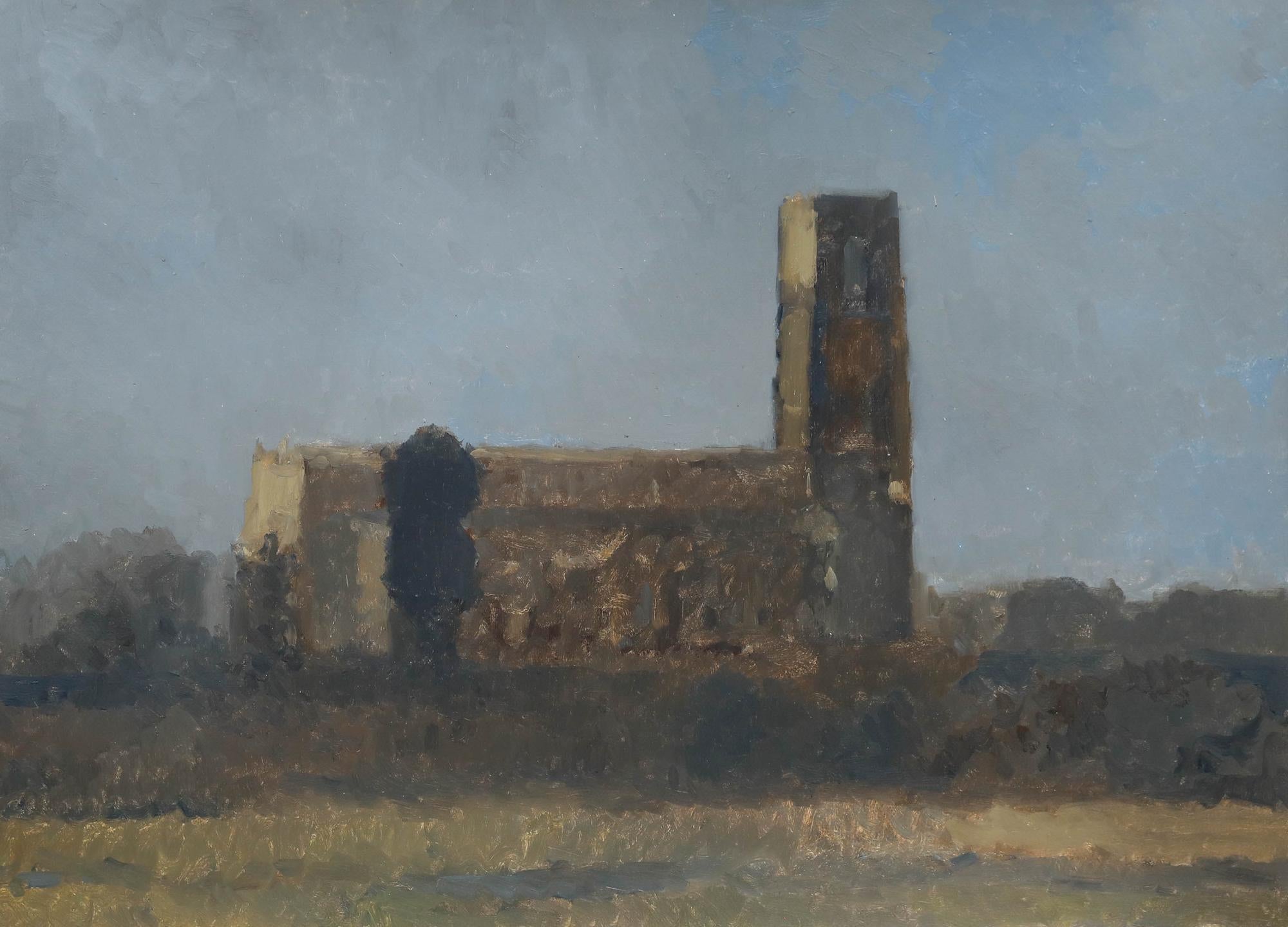 Bernard Myers (1925-2007) - Zeitgenössisches Öl, Holy Trinity Church im Angebot 1