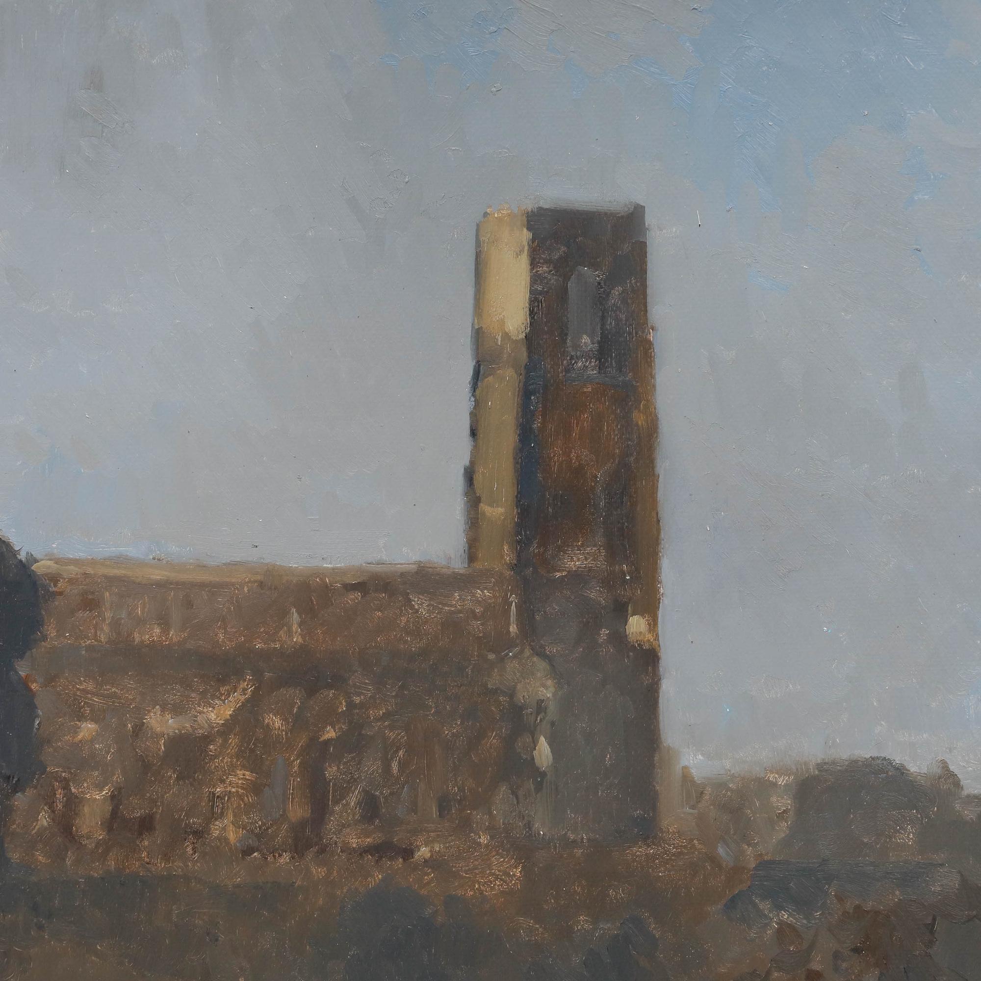 Bernard Myers (1925-2007) - Zeitgenössisches Öl, Holy Trinity Church im Angebot 3