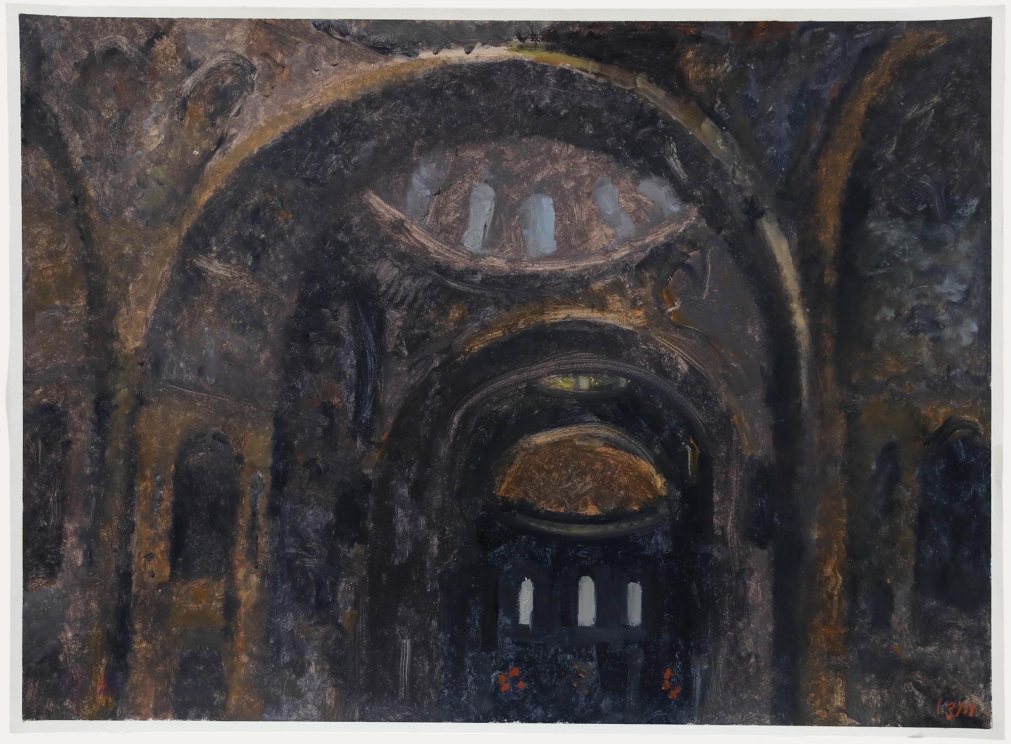 Bernard Myers (1925-2007) - Zeitgenössisches Öl, San Marco Innenraum