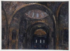 Bernard Myers (1925-2007) - Zeitgenössisches Öl, San Marco Innenraum