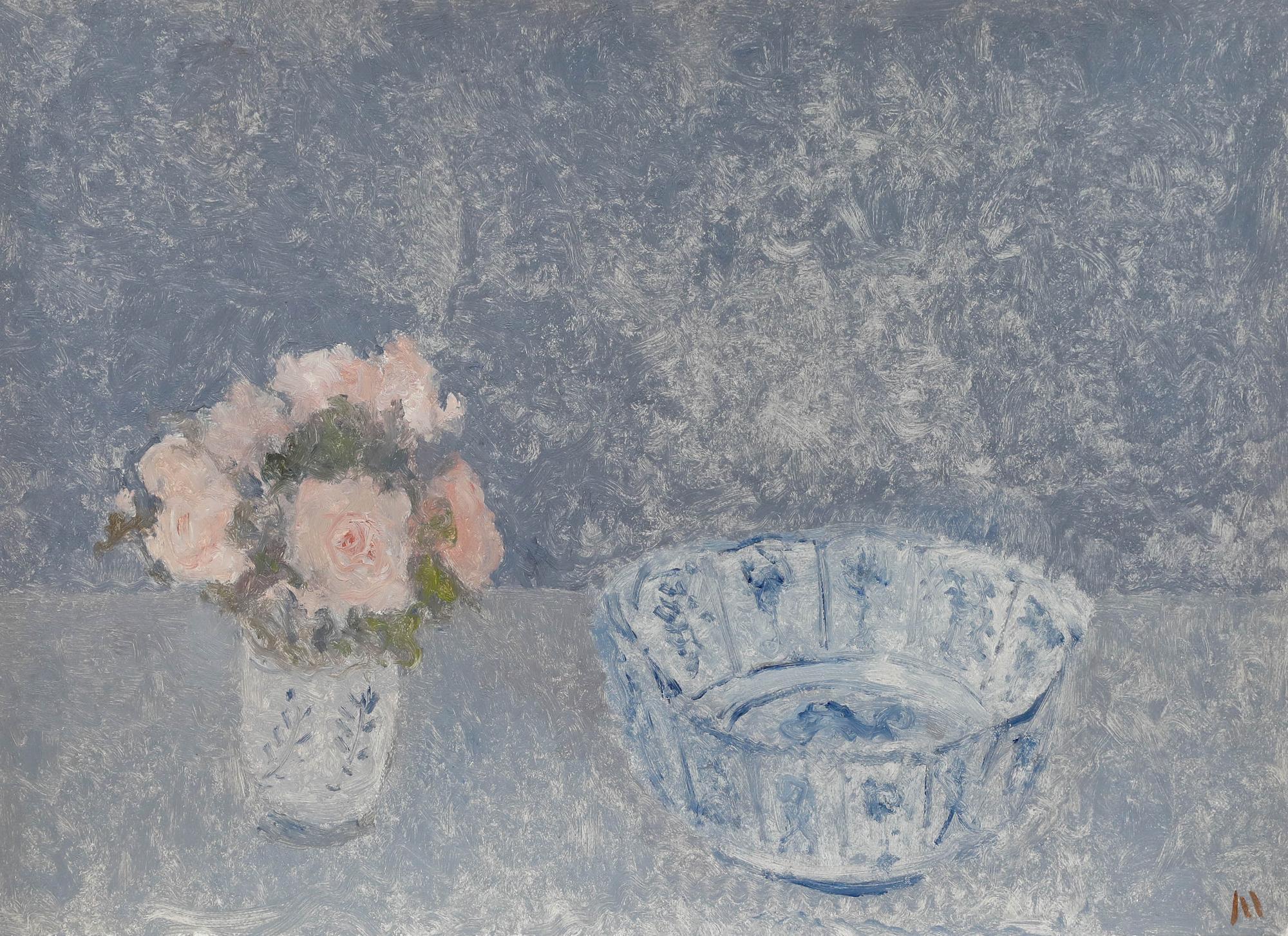 Bernard Myers (1925-2007) - Contemporary Oil, Still Life with Roses For Sale 1