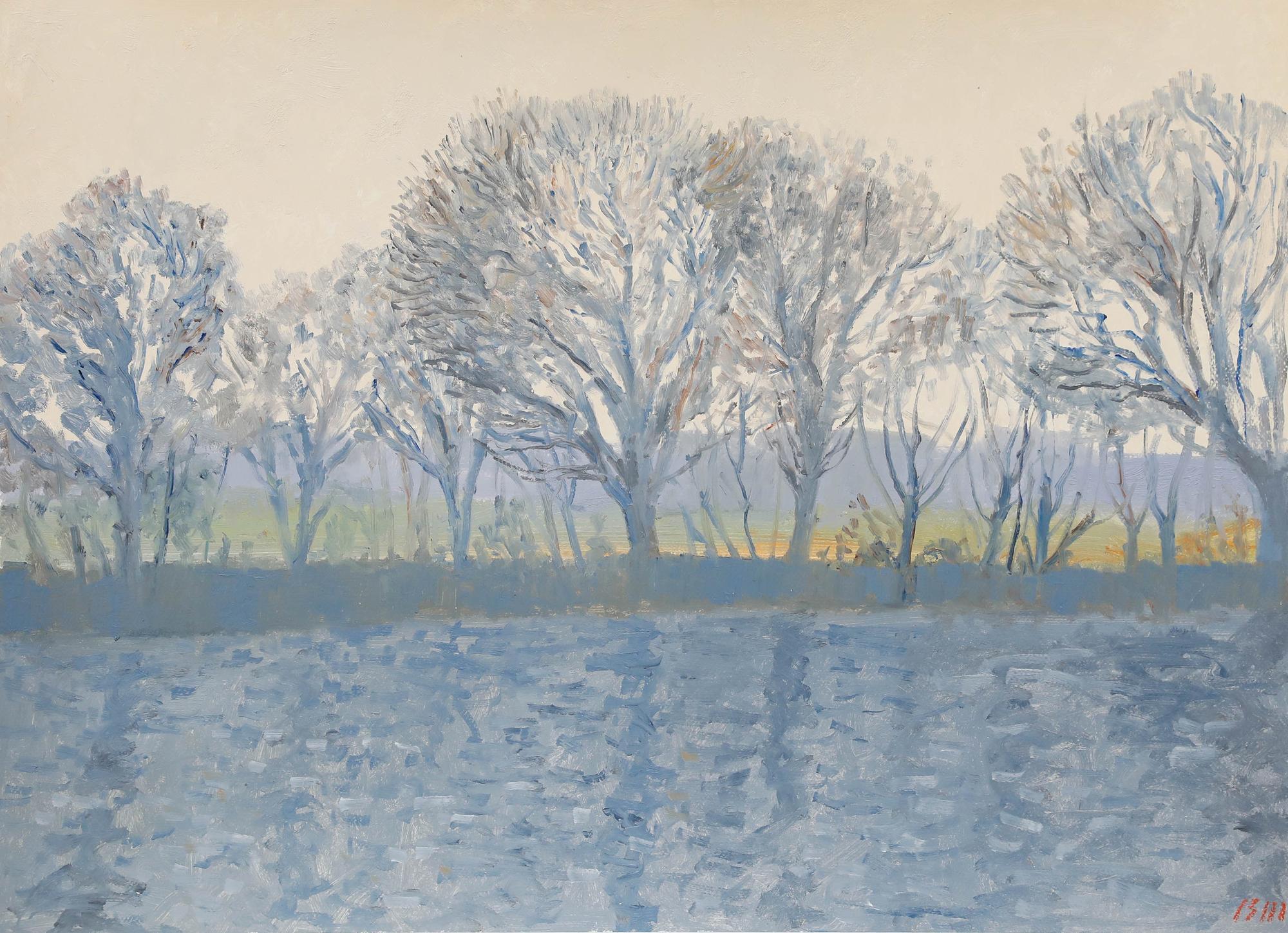 Bernard Myers (1925-2007) - Zeitgenössisches Öl, Die Themse im Frühling im Angebot 1