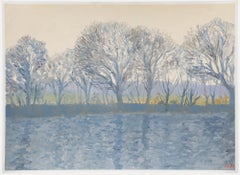 Bernard Myers (1925-2007) - Zeitgenössisches Öl, Die Themse im Frühling