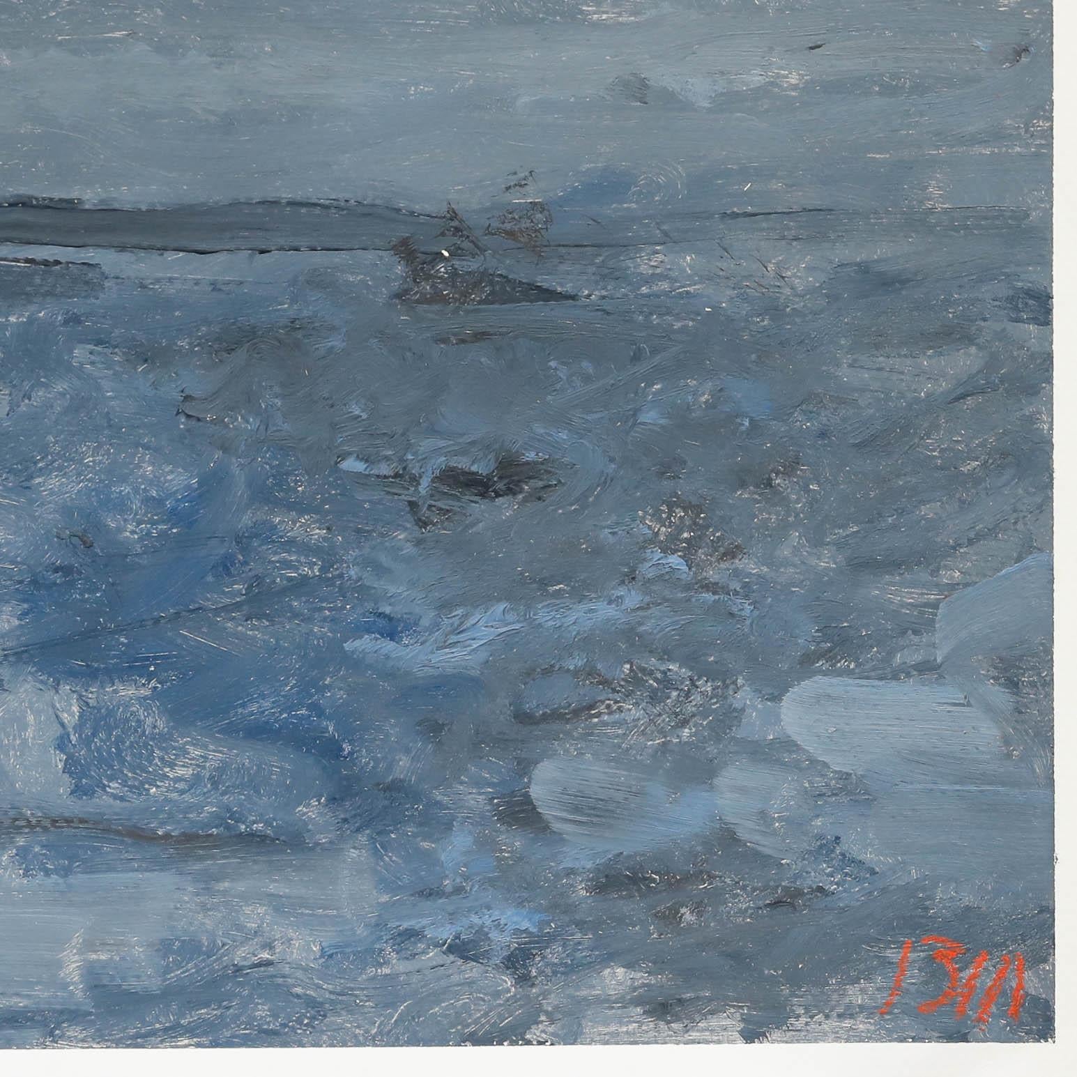 Bernard Myers (1925-2007) - Zeitgenössisches Öl, Die Themse im Winter im Angebot 3