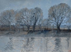 Bernard Myers (1925-2007) - Contemporary Oil, Trees by the Tow Path