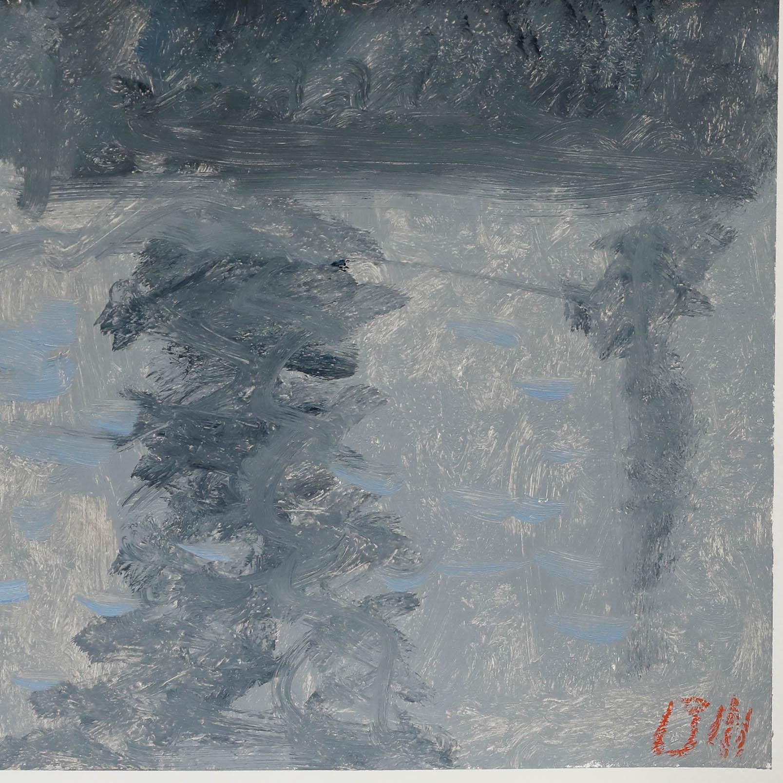 Bernard Myers (1925-2007) - Zeitgenössisches Öl, Bäume am Treidelpfad im Angebot 2
