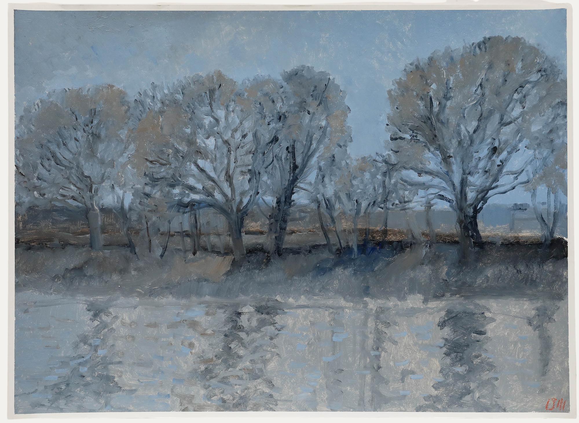 Bernard Myers (1925-2007) - Zeitgenössisches Öl, Bäume am Treidelpfad