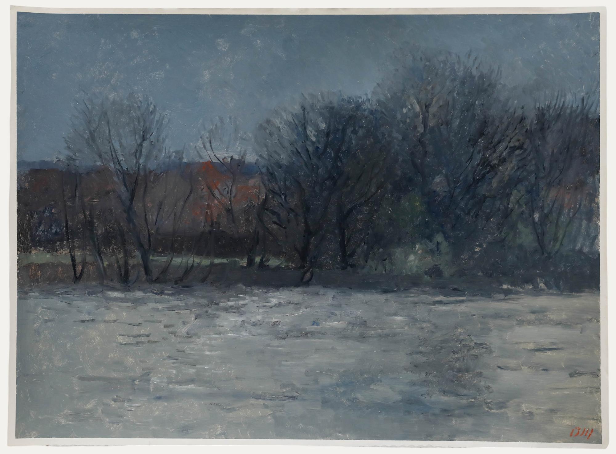 Bernard Myers (1925-2007) - Zeitgenössisches Öl, Bäume am Südufer