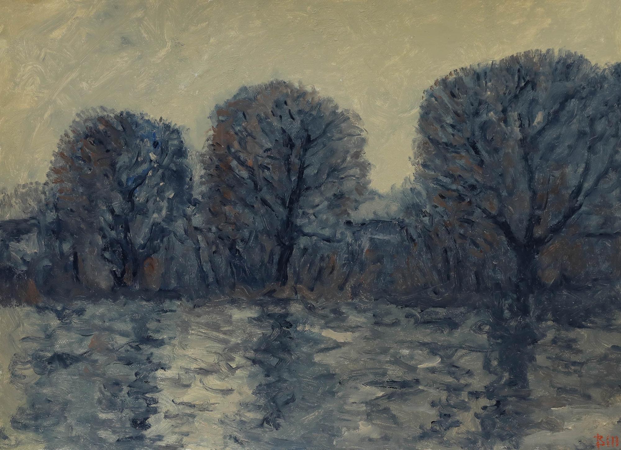 Bernard Myers (1925-2007) - Zeitgenössisches Öl, Bäume am Südufer II im Angebot 1