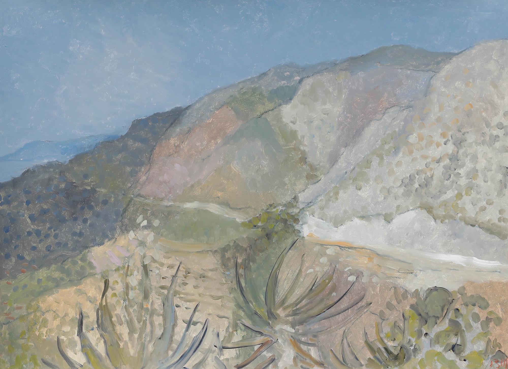 Bernard Myers (1925-2007) - Huile contemporaine, Vue de la vallée II en vente 1