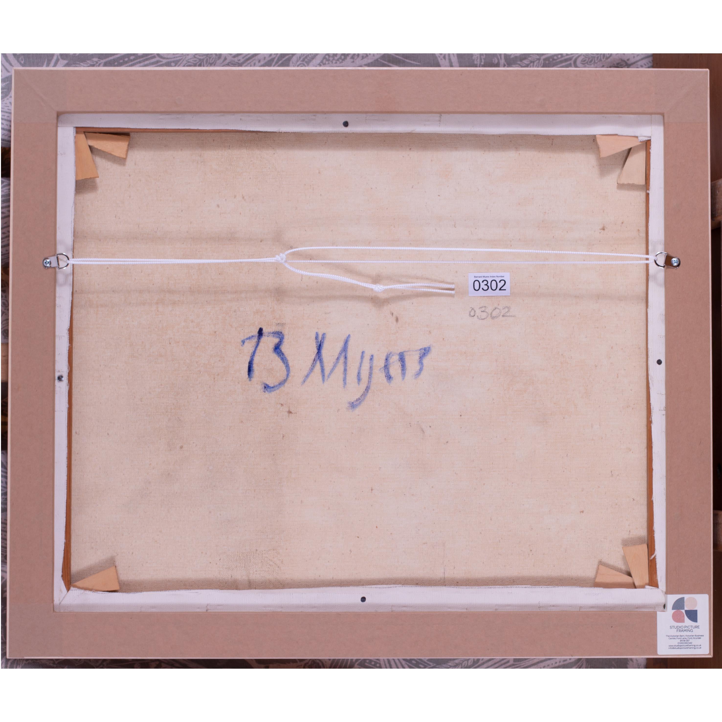 Modern British Öl auf Leinwand von Sonnenblumen auf Rosa von Bernard Myers im Angebot 6