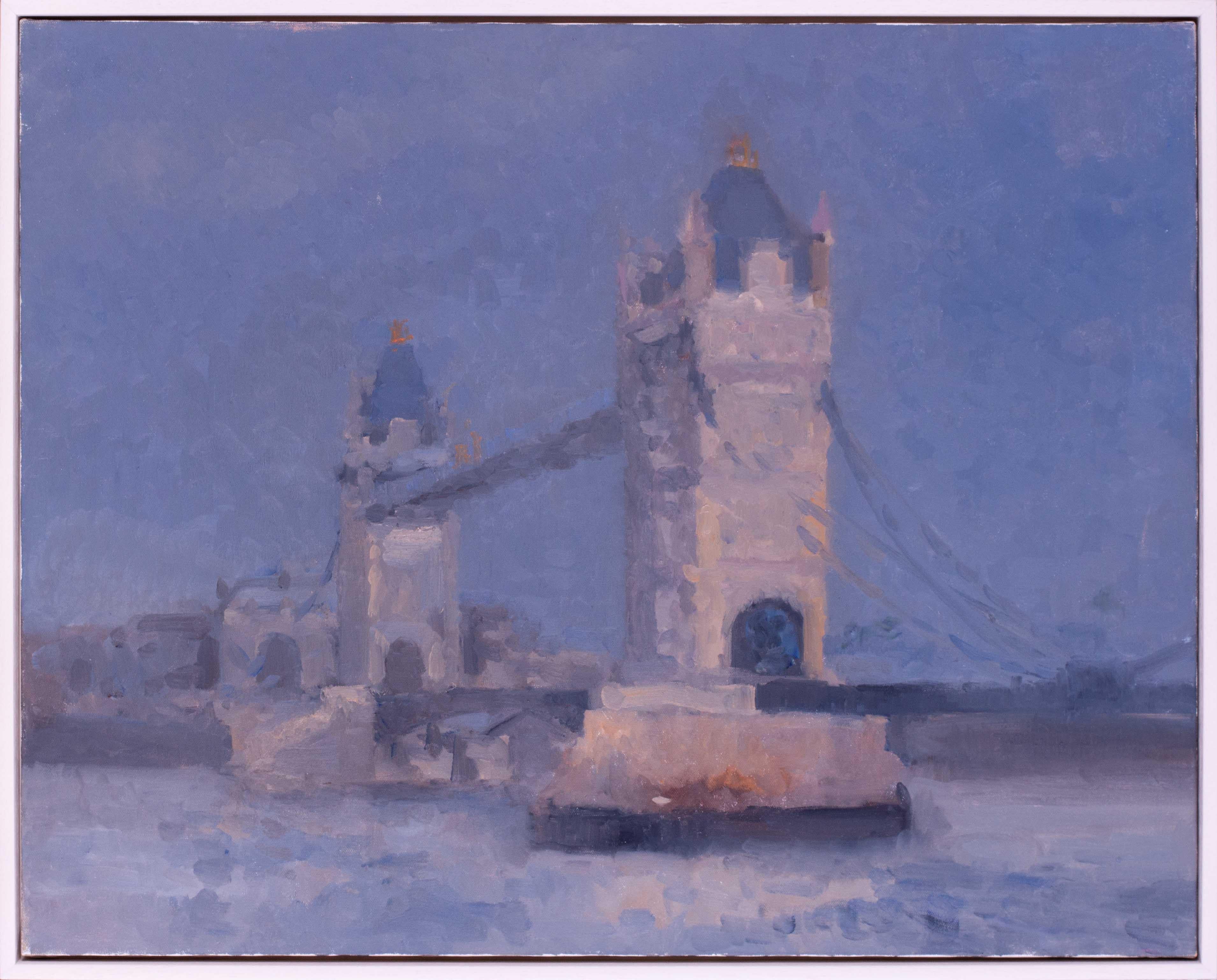 Bernard Myers (British, 1925–2007)
Tower Bridge
Oil on canvas
23.75 x 29.875 in. (60.5 x 75.8 cm)
Provenance: From the estate of the artist

In Tower Bridge, Bernard Myers offers a nuanced and lyrical interpretation of one of London’s most iconic