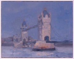 Óleo sobre lienzo Modern British del Puente de la Torre, Londres, por Bernard Myers