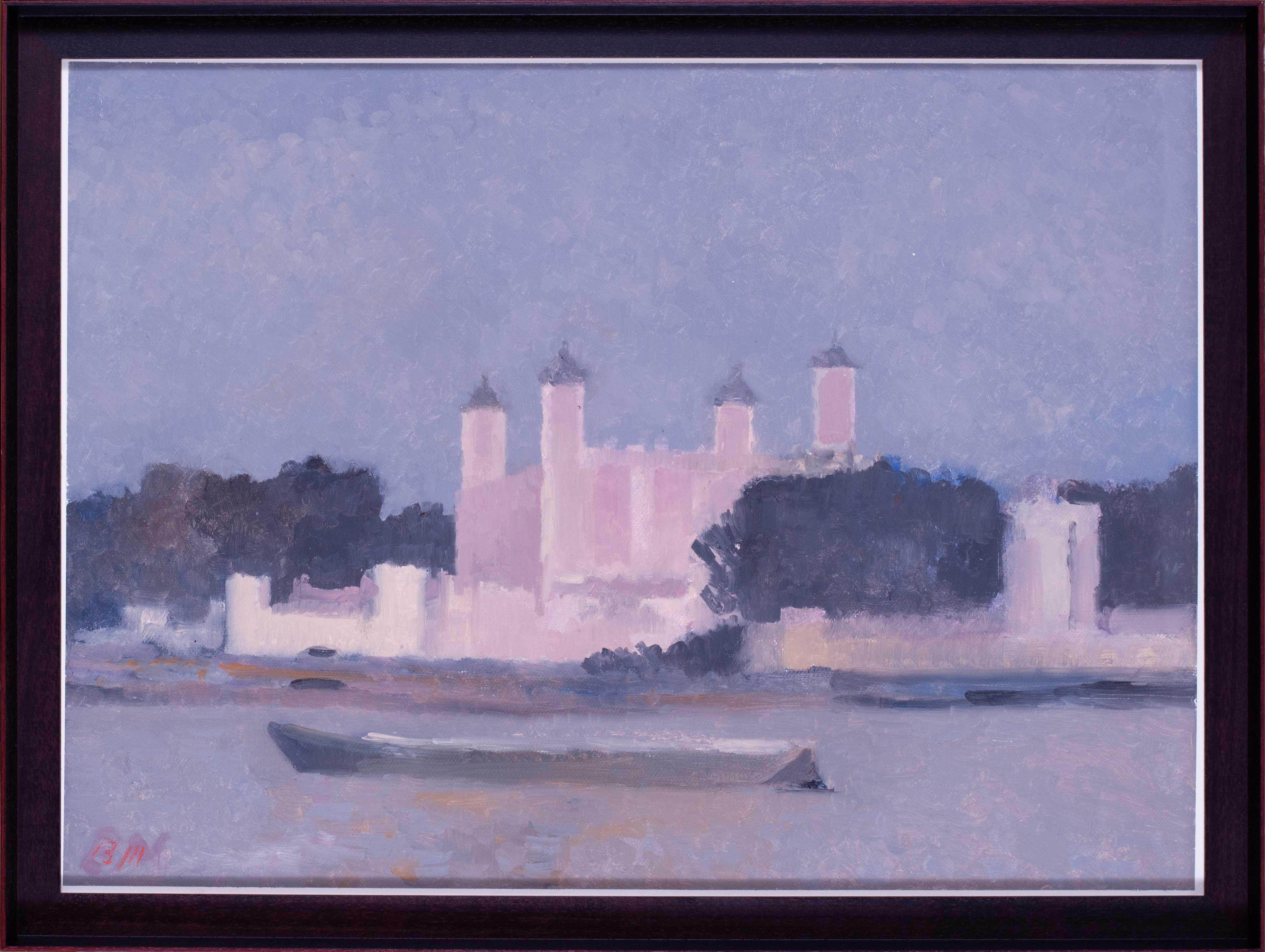 Huile sur toile moderne British représentant la Tour de Londres,  par Bernard Myers
