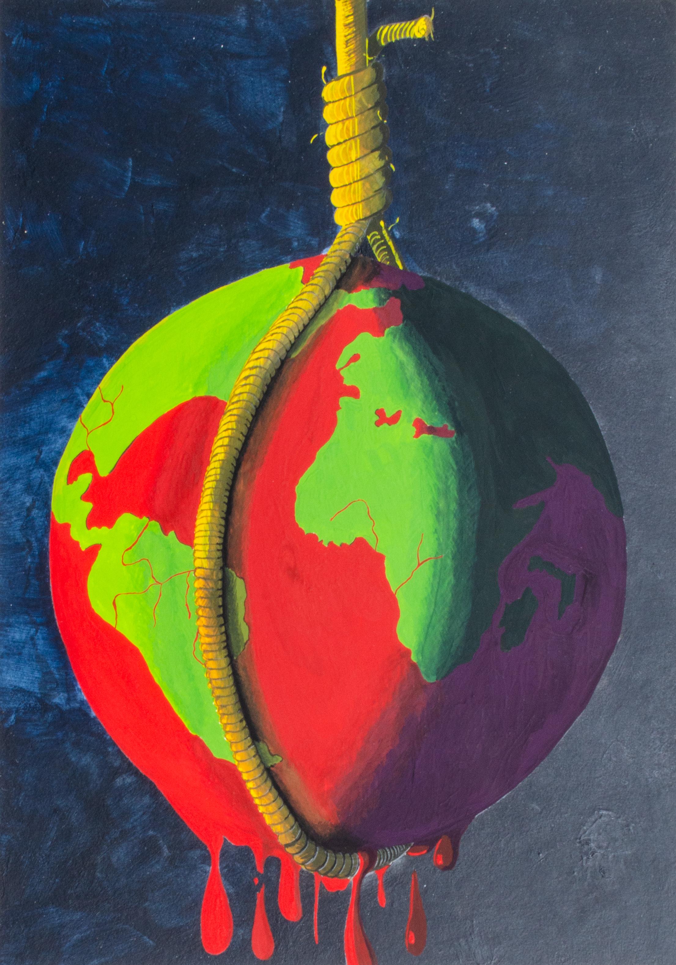 Bernard Nacion
Untitled (World on a String), Late 20th Century
Acrylic on paper
15 x 10 in.

Bernard Nacion is a creative whose imaginative compositions take many different shapes. He guest starred on the Los Angeles Public-access television show