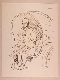 The Coachman - Original Lithograph by Bernard Naudin - Early 20th Century