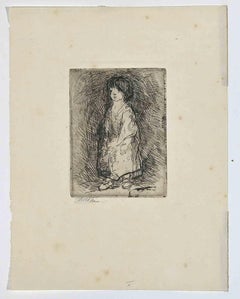 The Little Bohémienne - Original Etching By Bernard Naudin- Early 20th Century