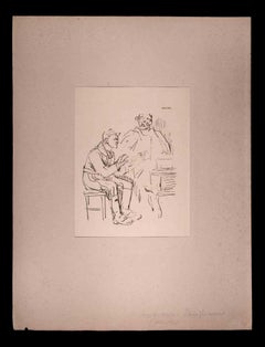 Two Friends - Lithograph by Bernard Naudin - Early 20th Century