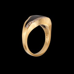 Bernard Passman 18k Gold, Coral and Diamond Ring