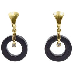 Bernard Passman Black Coral with Diamond Accent Drop Earring