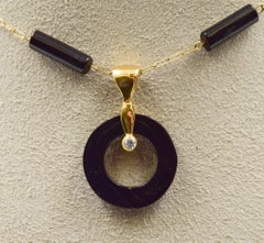 Bernard Passman "Dainty" Black Coral and 14 Karat Gold Chain Necklace