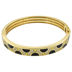 Bernard Passman Diamond and Yellow Sapphire Bracelet with Black Coral in 18K YG