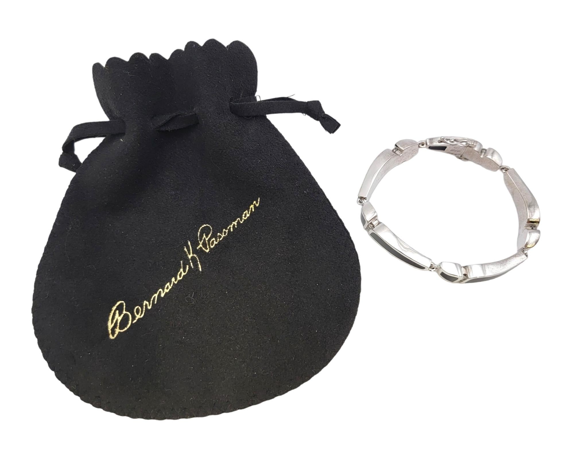 Bernard Passman Wave Breaker White Gold Bracelet with Black Coral and Diamonds For Sale 4