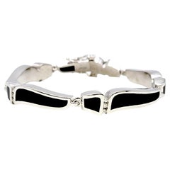 Bernard Passman Wave Breaker White Gold Bracelet with Black Coral and Diamonds