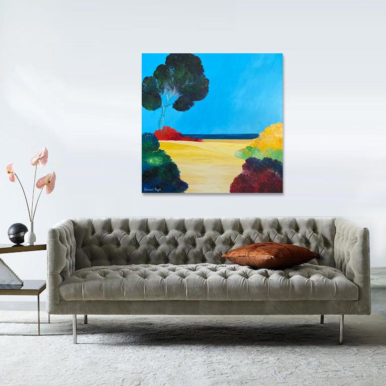 'Blue Skies Yellow Sand' Contemporary Landscape By Payet - Painting by Bernard Payet