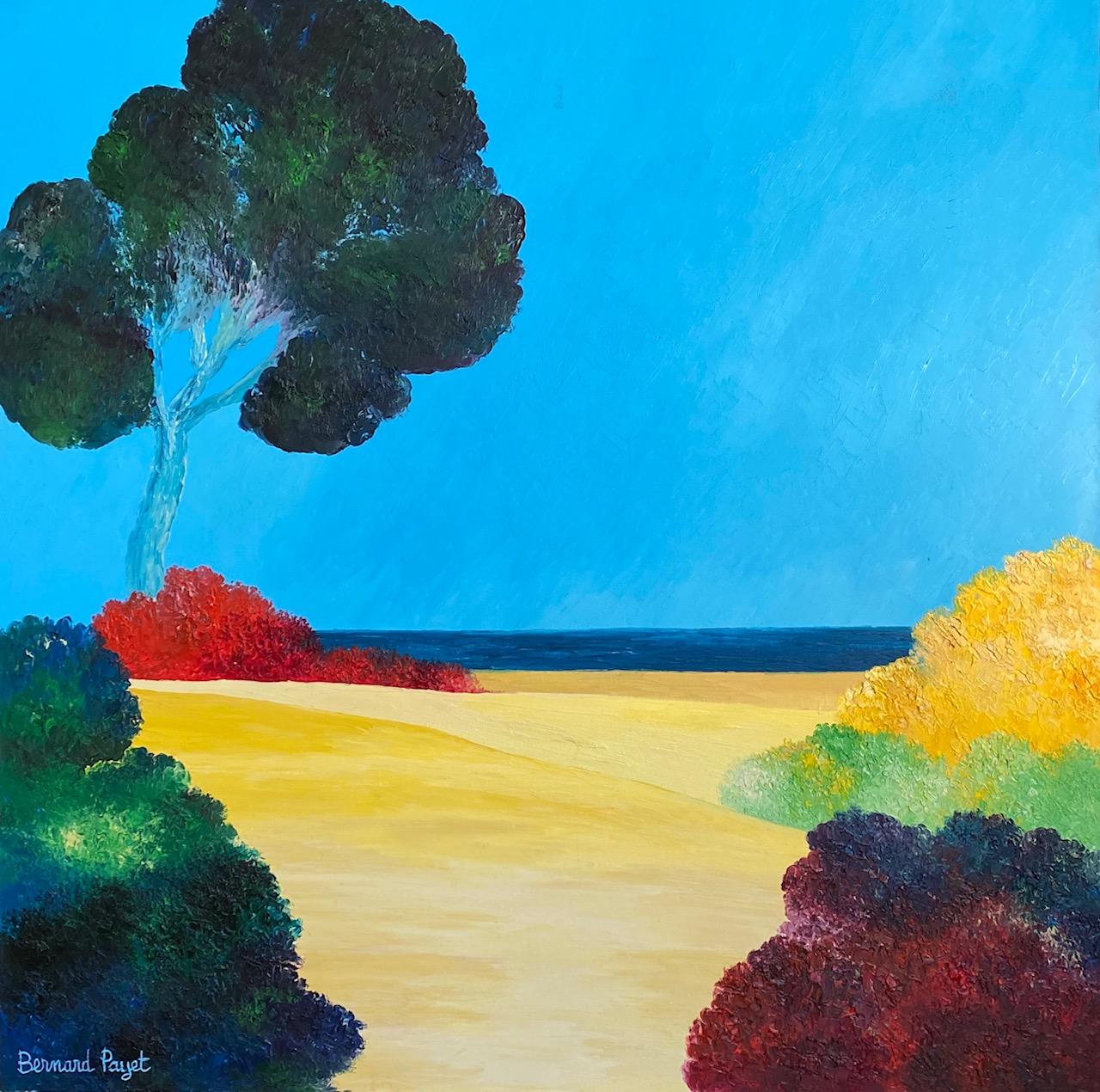 Bernard Payet Landscape Painting - 'Blue Skies Yellow Sand' Contemporary Landscape By Payet