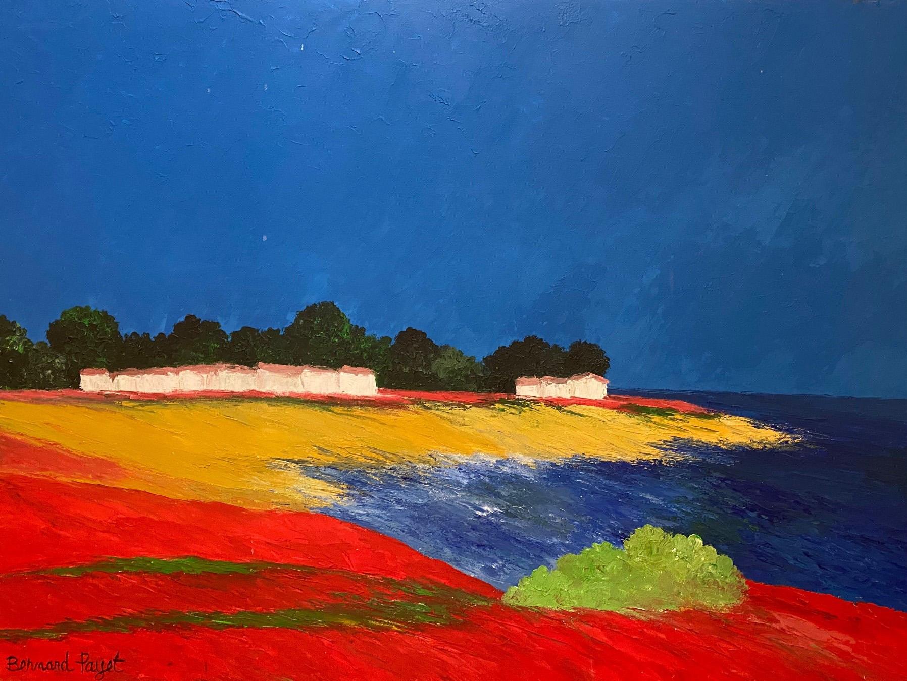 ‘Nature In Red Yellow And Blue’ Contemporary  Landscape O/C  Painting By Payet