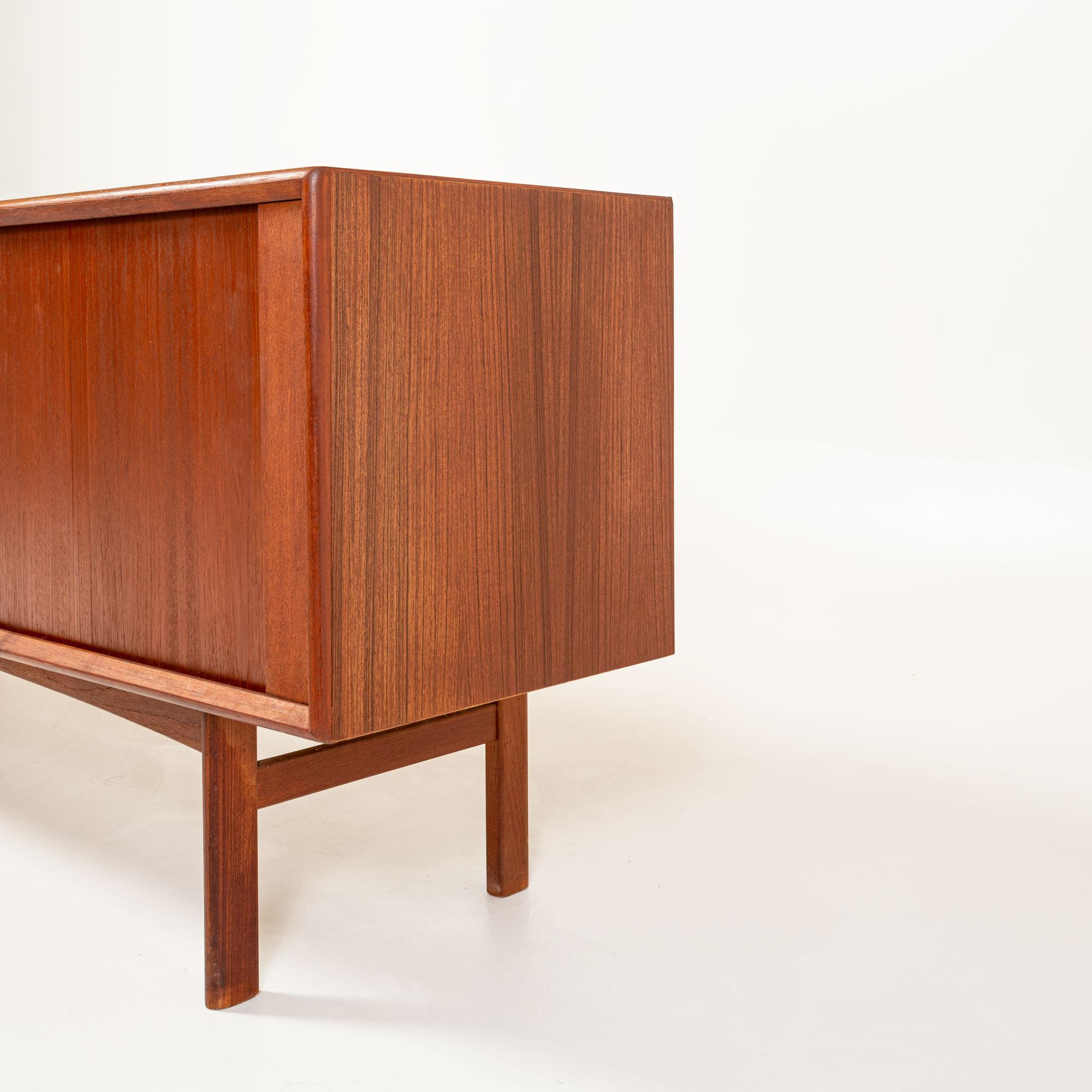 Mid-Century Modern Bernard Pedersen & Son Tambour Door Credenza in Teak For Sale