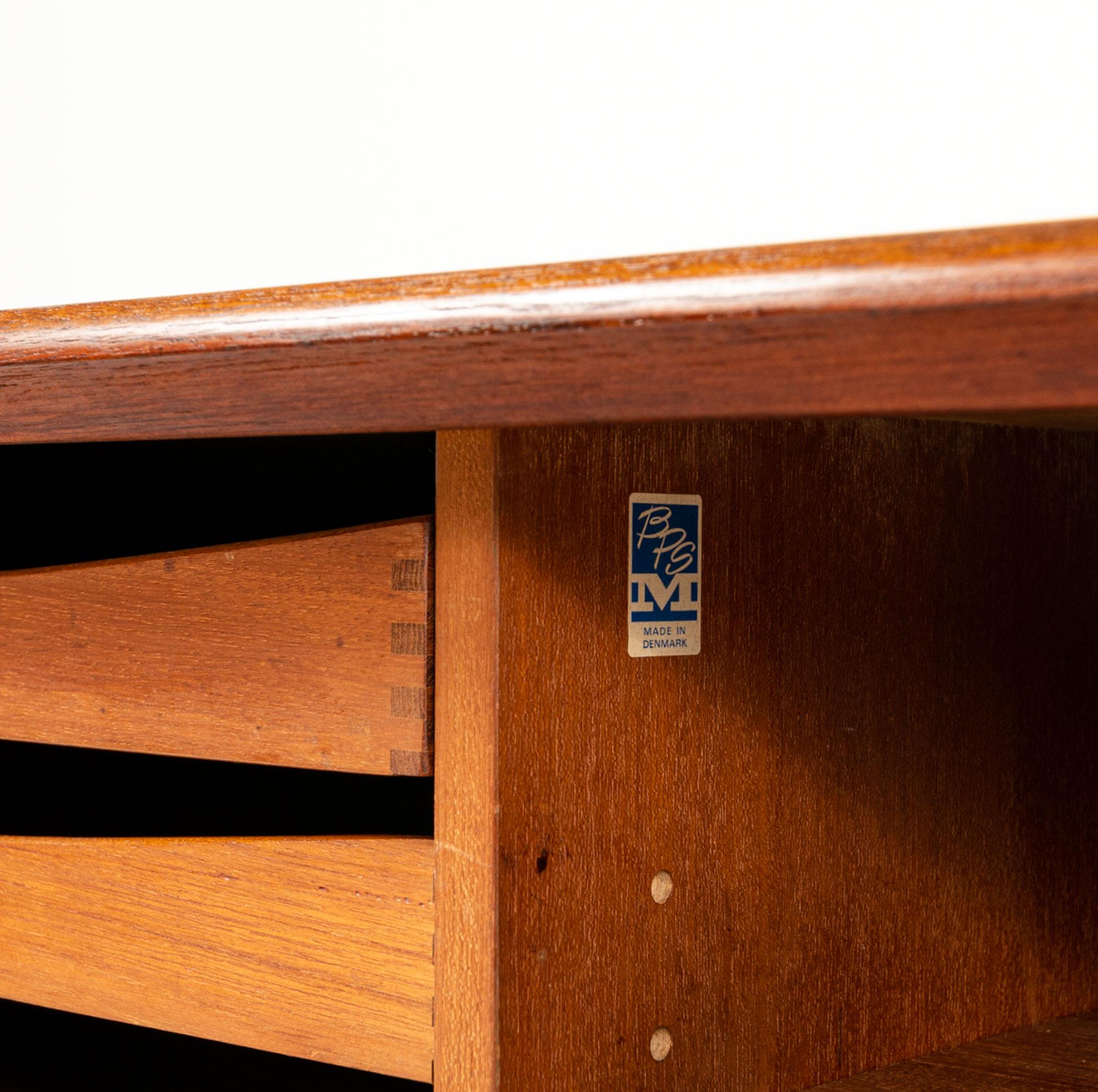 Bernard Pedersen & Son Tambour Door Credenza in Teak In Good Condition For Sale In Seattle, WA