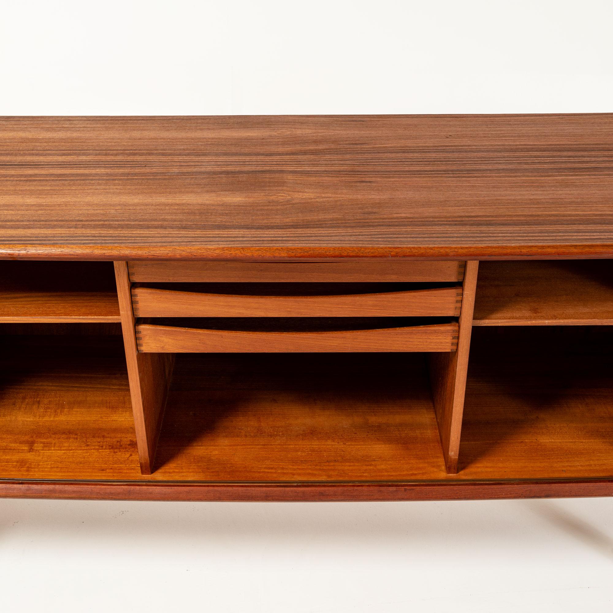 Mid-20th Century Bernard Pedersen & Son Tambour Door Credenza in Teak For Sale