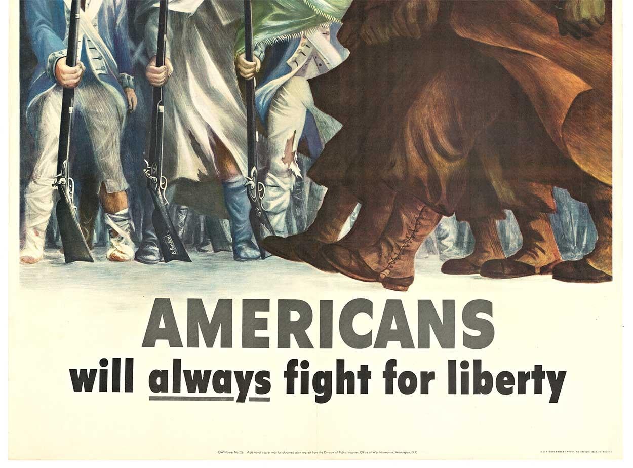 Original Amerikaner werden immer für die Freiheit kämpfen Jahrgang WWII (1943) Poster (Amerikanische Moderne), Print, von Bernard Perlin
