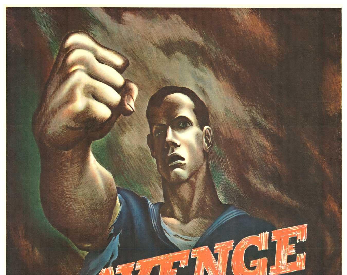 Original Avenge, 7. Dezember, Vintage-Poster, Avenge  (Amerikanische Moderne), Print, von Bernard Perlin