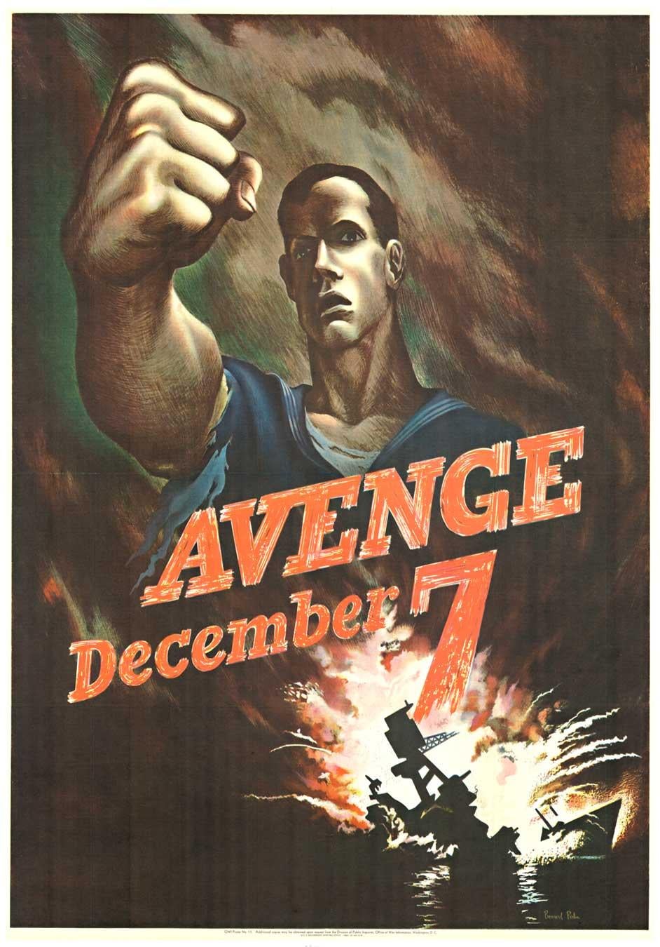 Original Avenge December 7th vintage poster 