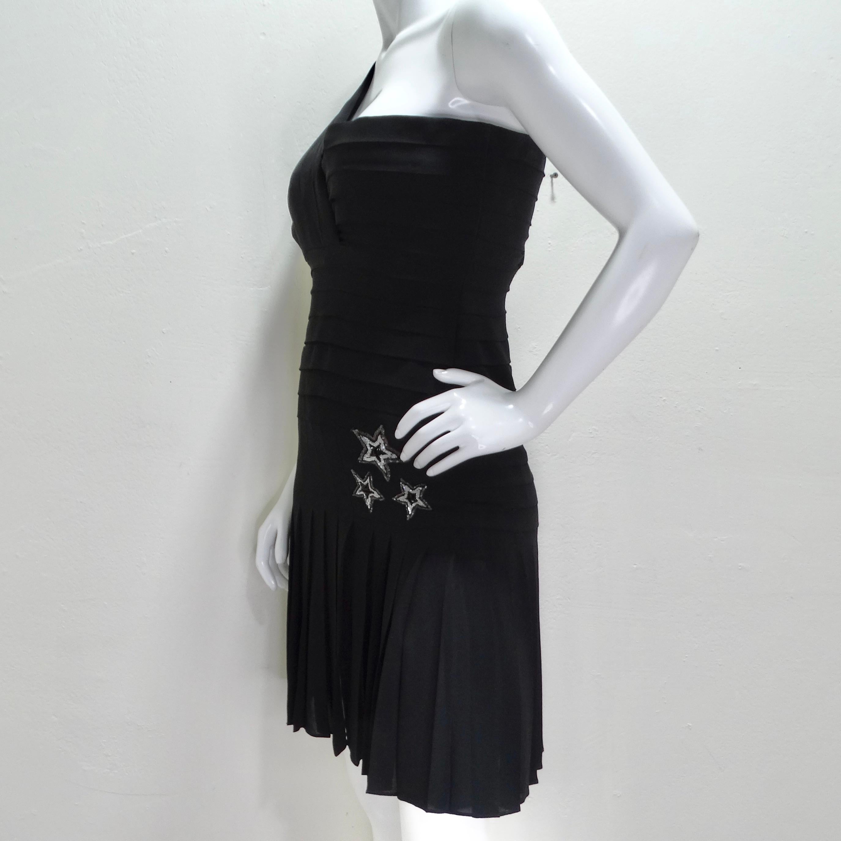 Bernard Perris 1980s Asymmetric Star Embroidered Dress For Sale 1