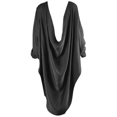 Bernard Perris Avant Garde Black Silk Draped Backless Vintage Cape Top, 1980s