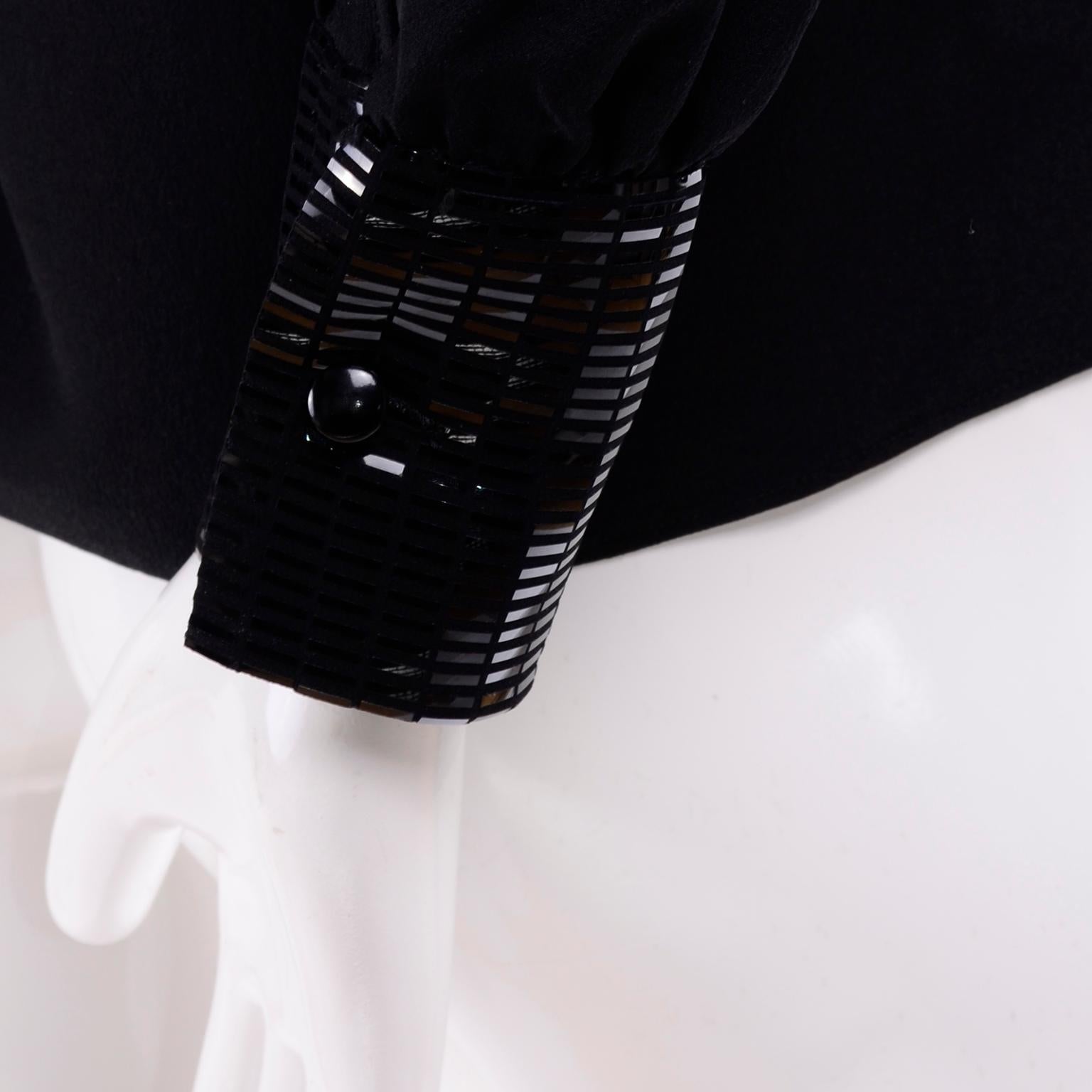 Bernard Perris Paris Black Silk Blouse With Beaded Embellished Faux Dickie 2