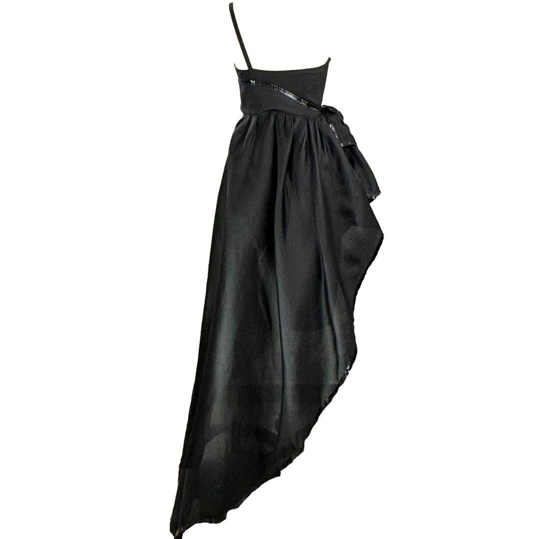 Women's Bernard Perris Vintage Runway Black Evening Gown Spring/Summer 1983 Size 34FR For Sale