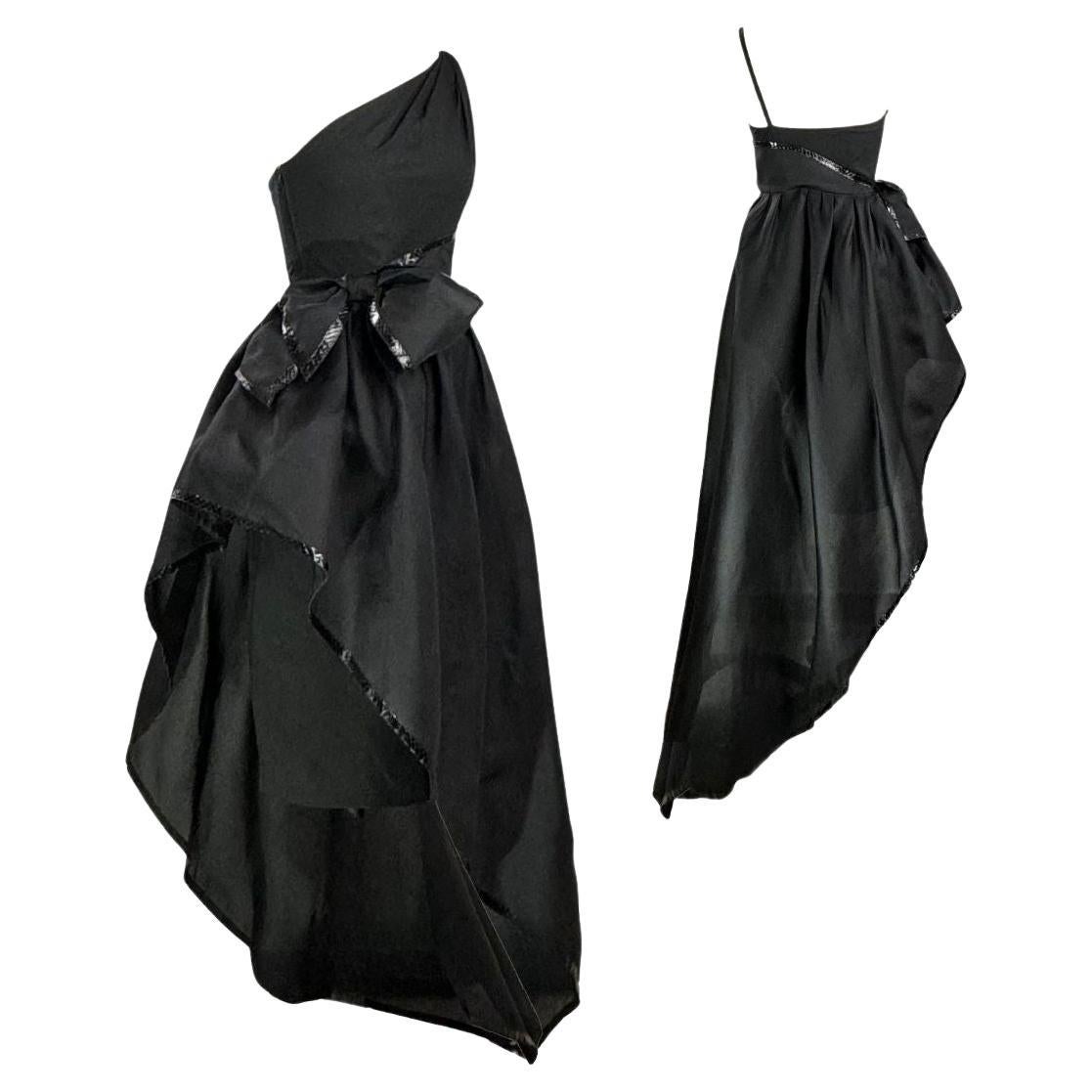 Bernard Perris Vintage Runway Black Evening Gown Spring/Summer 1983 Size 34FR For Sale