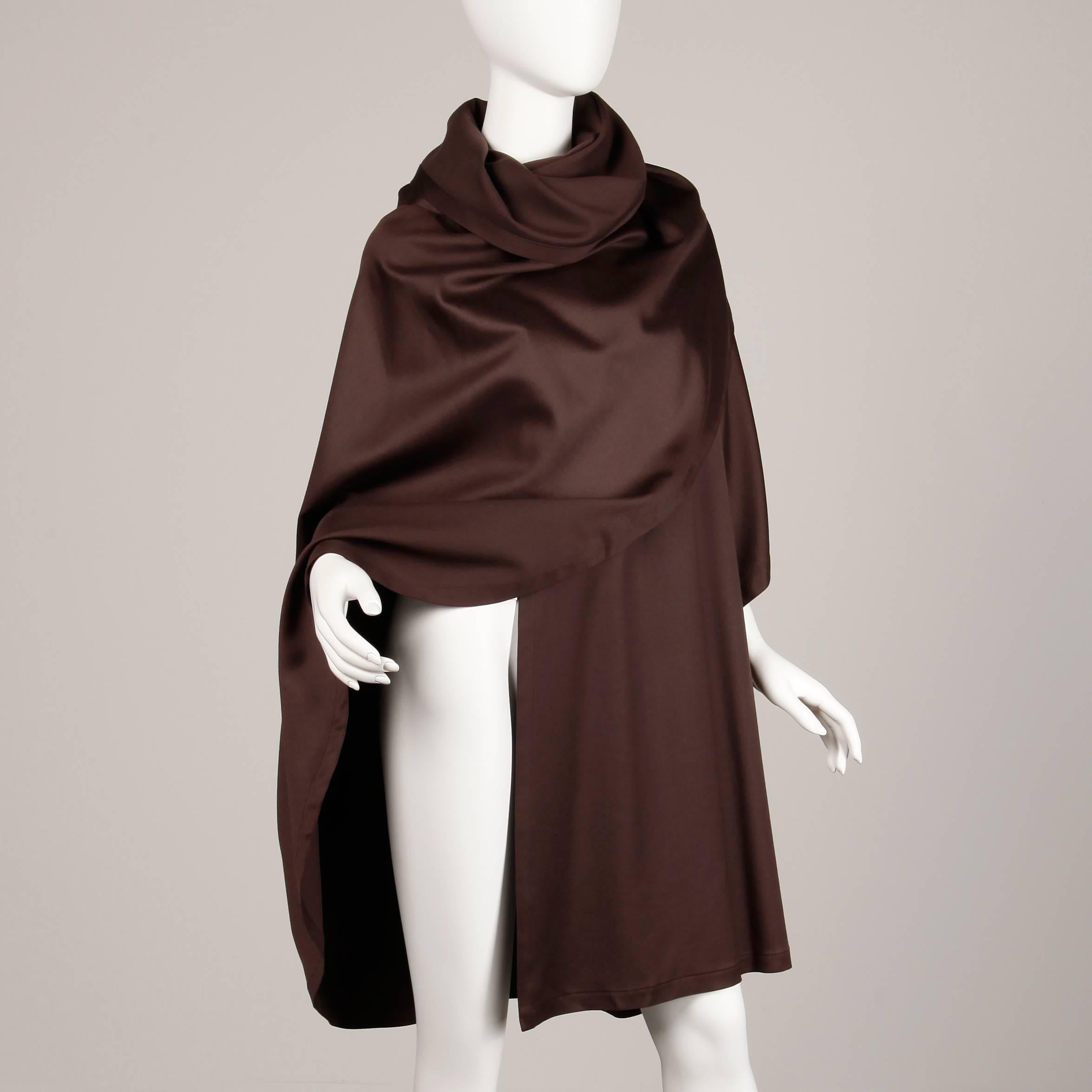 Bernard Perris Vintage Brown Wool / Silk Avant Garde Cape Coat, 1980s  For Sale 1