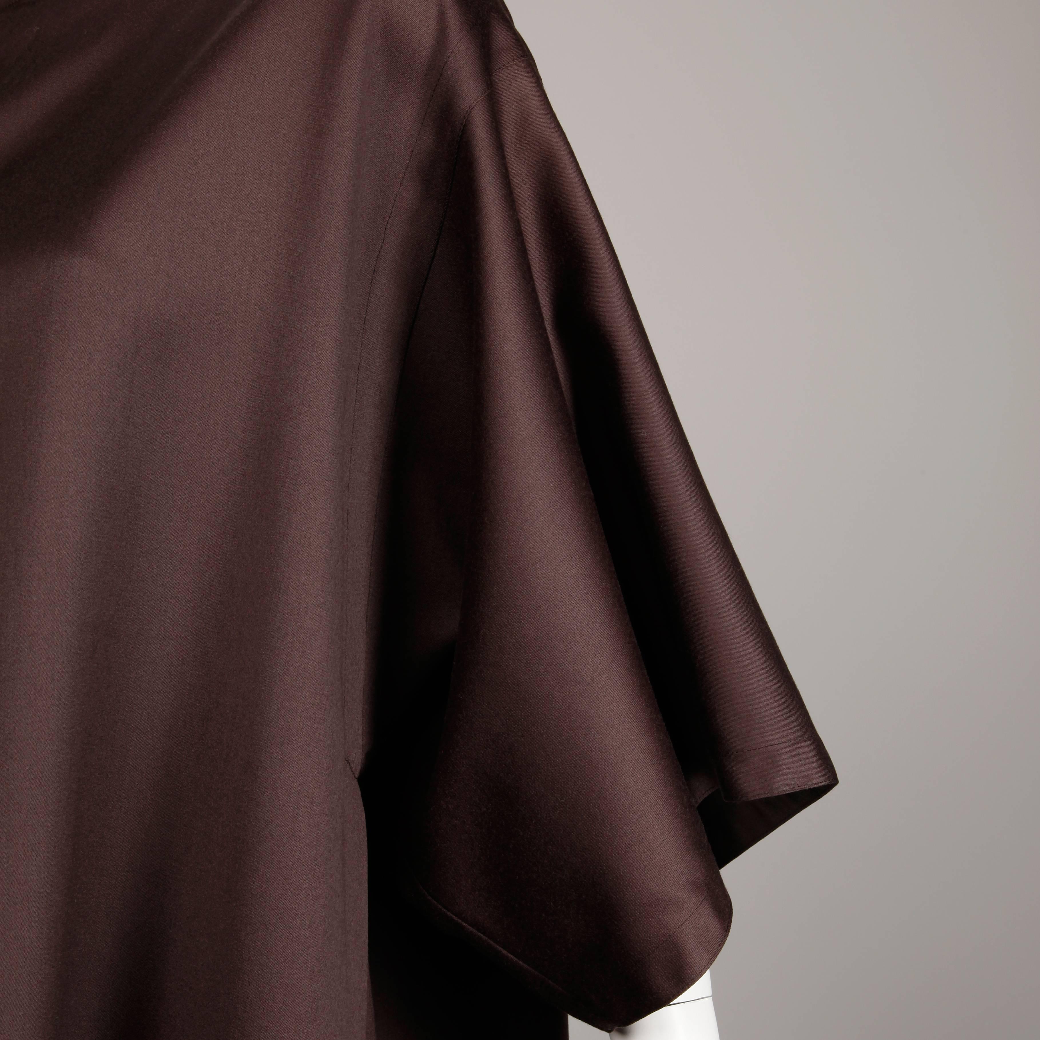 Bernard Perris Vintage Brown Wool / Silk Avant Garde Cape Coat, 1980s  For Sale 2