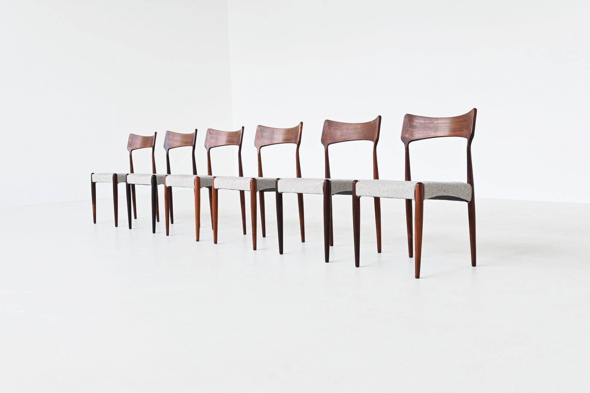 Bernard Petersen dining chairs in rosewood Christian Linnebergs Denmark 1960 (Skandinavische Moderne) im Angebot