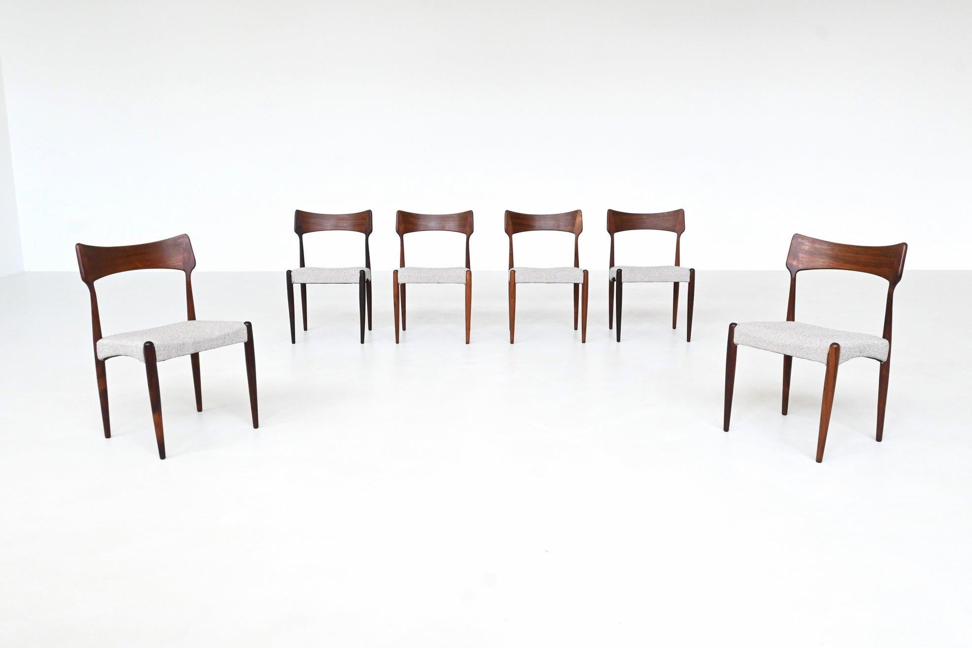 Bernard Petersen dining chairs in rosewood Christian Linnebergs Denmark 1960 (Stoff) im Angebot