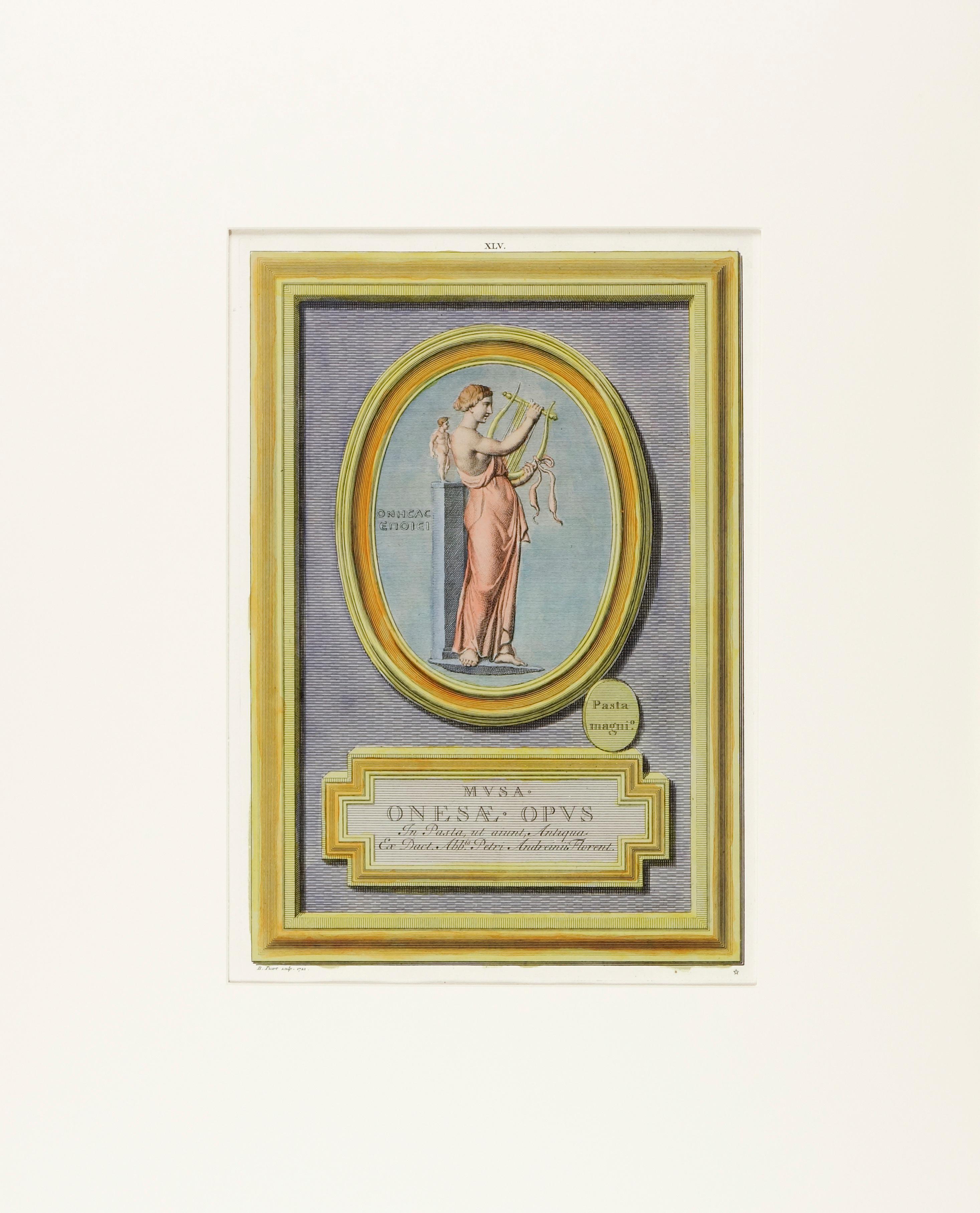 Bernard Picart Figurative Print - 18th-C. Muse of Music & Poetry Engraving